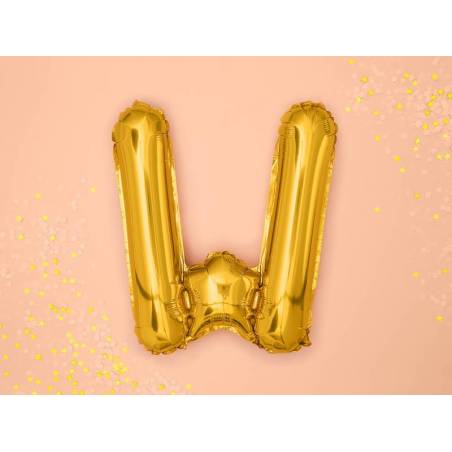 Ballon Feuille Lettre W 35cm doré 