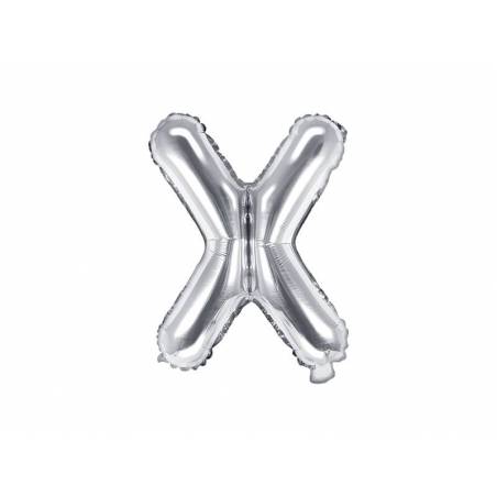 Ballon Feuille Lettre X 35cm argent 