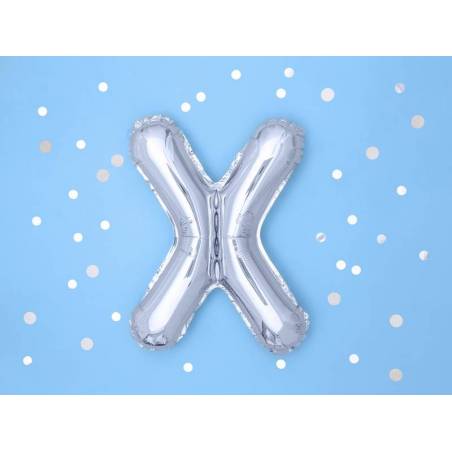Ballon Feuille Lettre X 35cm argent 