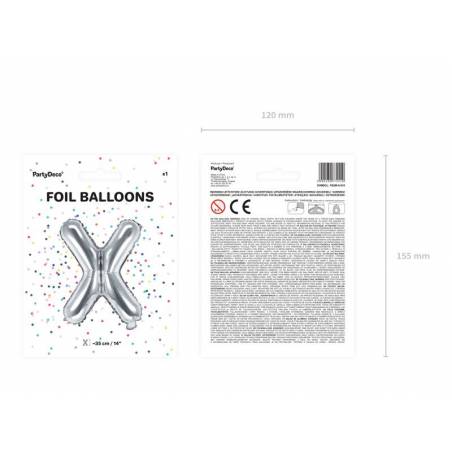 Ballon Feuille Lettre X 35cm argent 