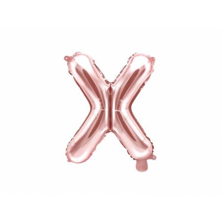 Ballon Feuille Lettre X 35cm or rose 