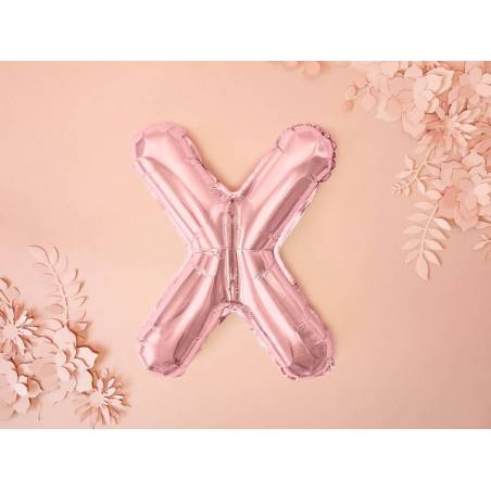 Ballon Feuille Lettre X 35cm or rose 