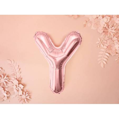 Ballon Feuille Lettre Y 35cm Or Rose 