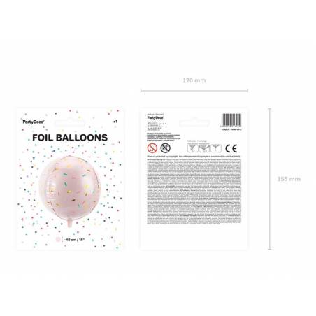 Ballon en aluminium Ball - Sprinkle 40cm rose pâle 