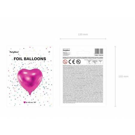 Foil Ballons Heart 45cm rose foncé 