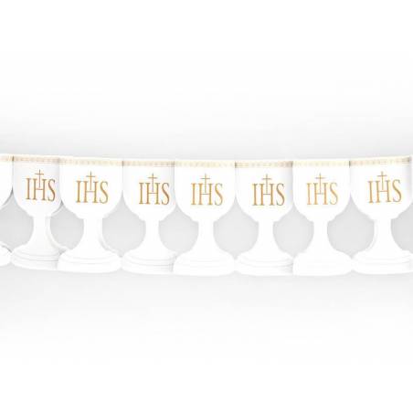 Guirlande de papier IHS Calice blanc 3m 