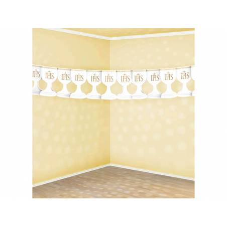 Guirlande de papier IHS Calice blanc 3m 