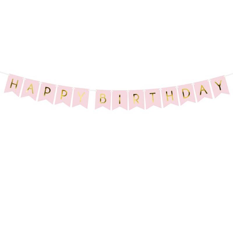 Banniere Joyeux Anniversaire Rose Pale 15 X 175 Cm