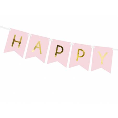Bannière Joyeux anniversaire rose pâle 15 x 175 cm 