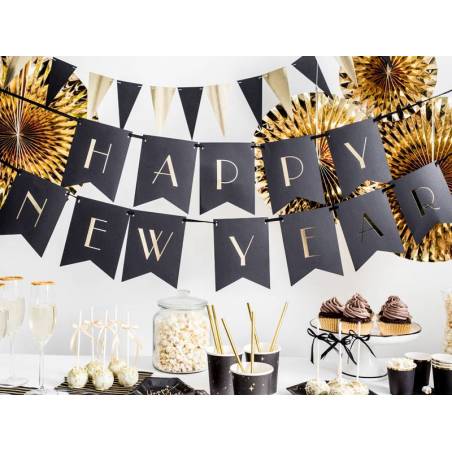 Bannière Happy New Year noir 15 x 170 cm 