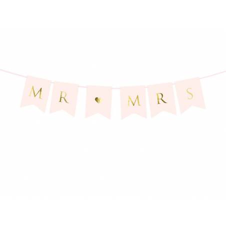Bannière Mr Mme rose pâle 15 x 85 cm 