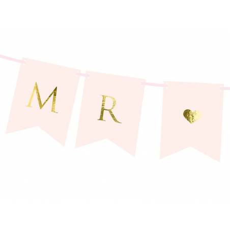 Bannière Mr Mme rose pâle 15 x 85 cm 