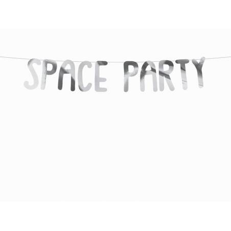 Bannière Space - Space Party argent 13x96cm 