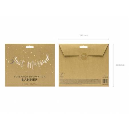 Bannière Just Married or rose 20x77cm 