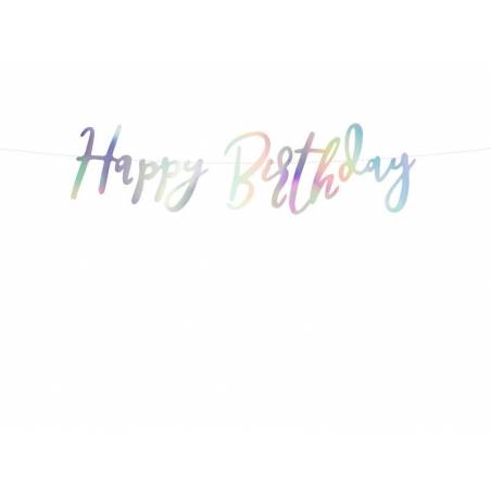 Bannière Joyeux anniversaire irisé 16.5x62cm 
