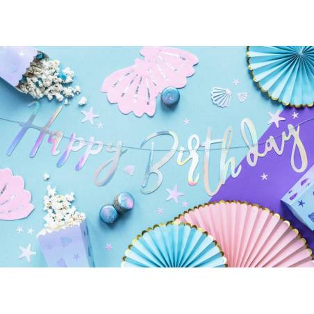 Bannière Joyeux anniversaire irisé 16.5x62cm 