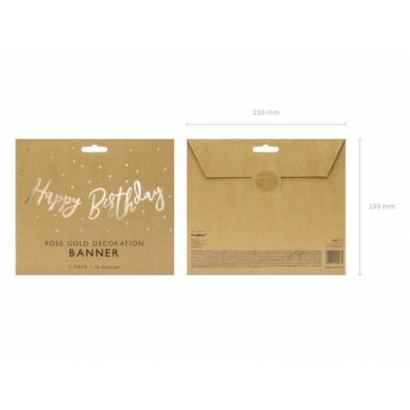 Bannière Joyeux anniversaire or rose 16.5x62cm 