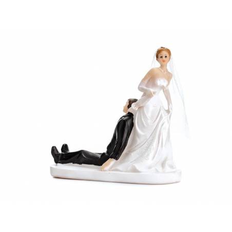 Cake Topper Jeunes mariés avec un parapluie 13cm 