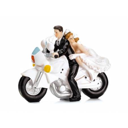 Cake Topper Nouveaux mariés sur une moto 11.5cm 