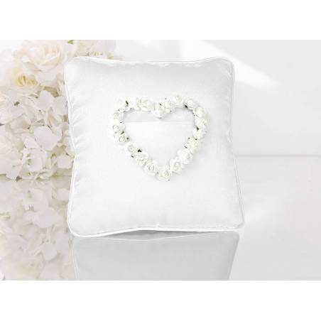 Coussin porte-anneaux blanc 20 x 20 cm 