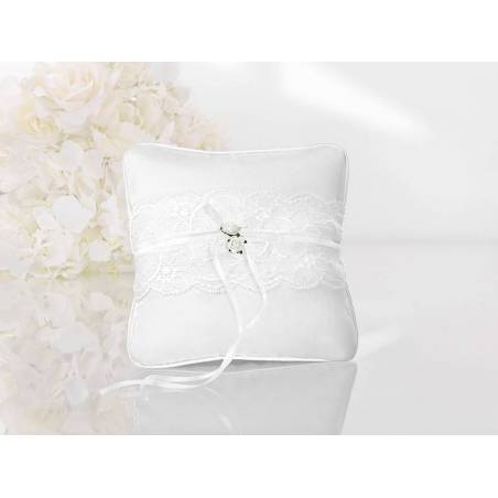 Coussin porte-anneaux blanc 16 x 16 cm 