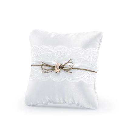 Coussin porte-anneaux blanc 16 x 16 cm 