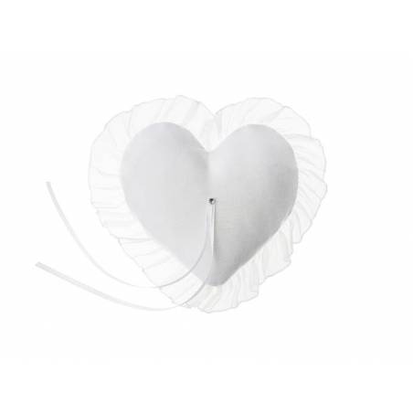 Coussin porte-coeur blanc 13x13cm 
