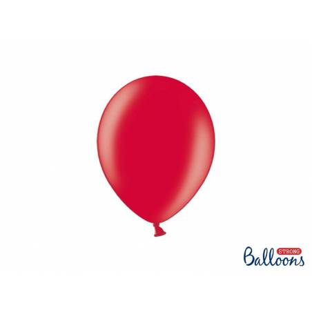 Ballons forts 23cm rouge pavot métallique 