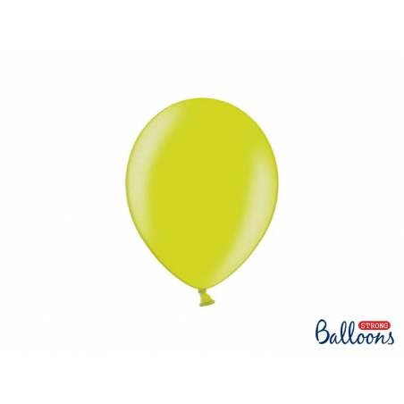 Ballons forts 23cm vert lime métallique 