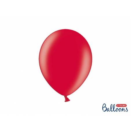 Ballons forts 27cm rouge pavot métallique 