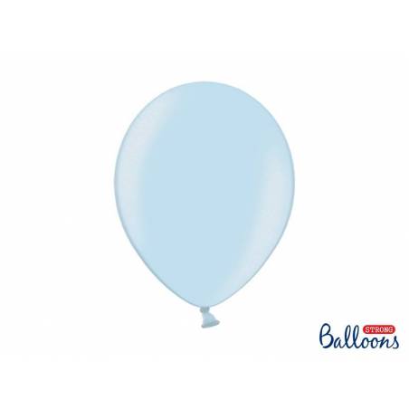 Ballons forts 30cm bleu bébé métallisé 