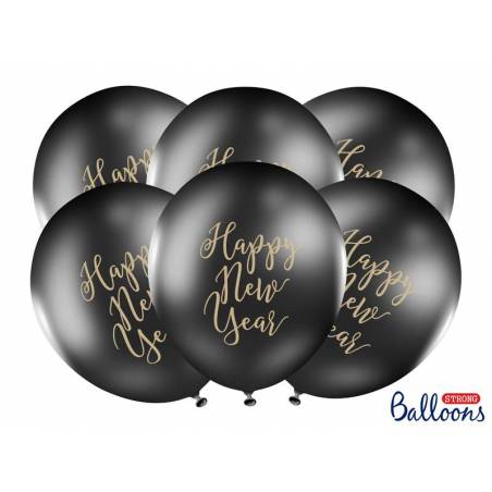 Ballons 30cm Happy New Year Noir Pastel 