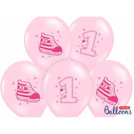 Ballons 30cm Sneaker - Numéro 1 Rose Pastel 