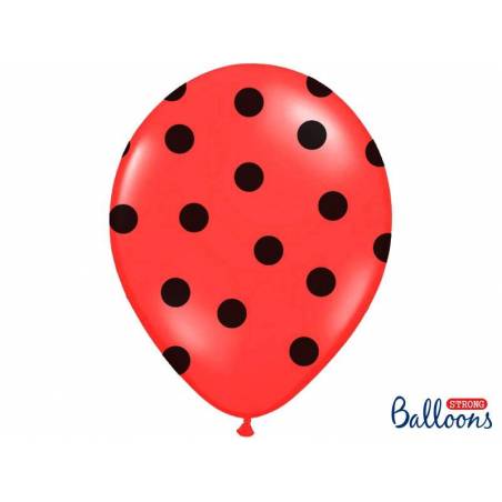 Ballons 30cm pois rouge pavot pastel 