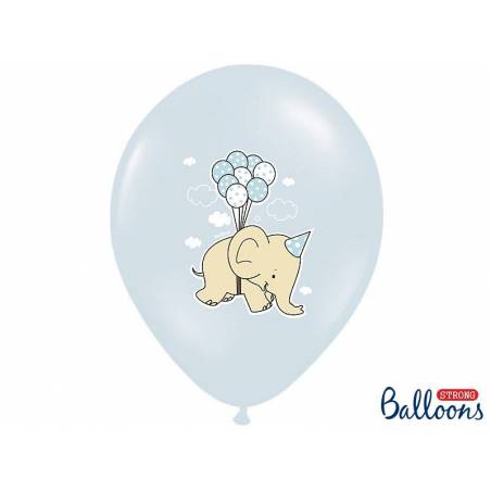 Ballons 30cm éléphant pastel mélange bleu bébé 