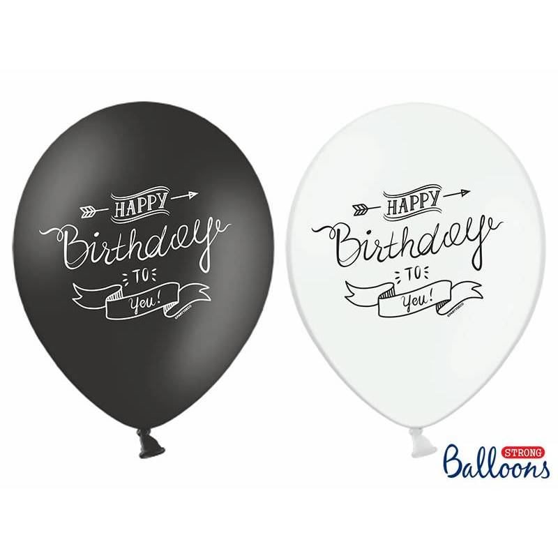 6 Ballons 30cm Melange Blanc Noir Imprime Happy Birthday To You 6 Ballons 30cm Melange Blanc Noir Imprime Happy Birthday To You