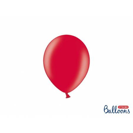 Ballons forts 12cm rouge pavot métallique 