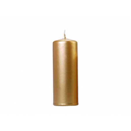 Bougie de pilier métallique or 15 x 6 cm 