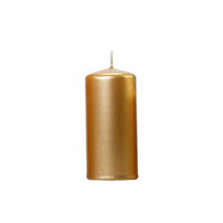 Bougie de pilier métallique or 12 x 6 cm 