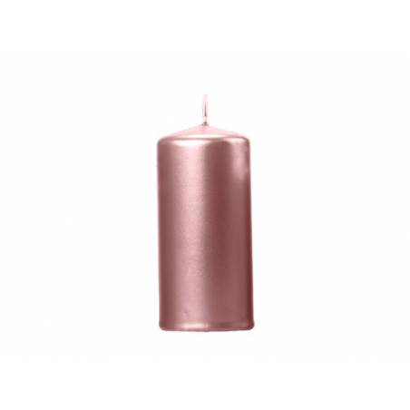 Bougie pilier métallique or rose 12x6cm 