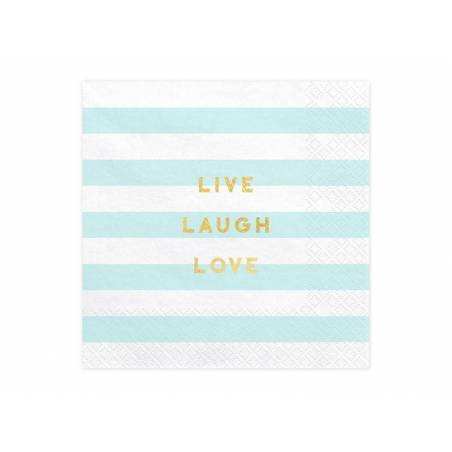 Serviettes Yummy - Live Laugh Love bleu clair 33x33cm 