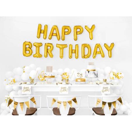 Serviette Happy Birthday blanche 33x33cm 
