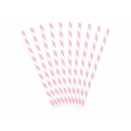 Pailles en papier rose pâle 195 cm 