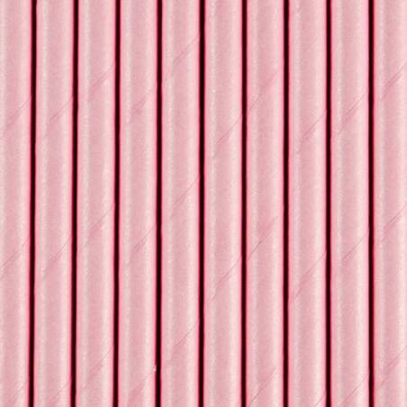 Pailles en papier rose pâle 195 cm 